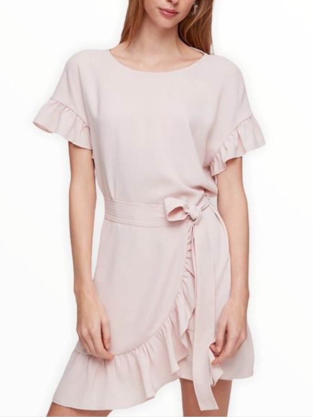 Wilfred Aritzia Ninette Rose Quartz Ruffle Wrap Romantic Y2K Dress XXS
